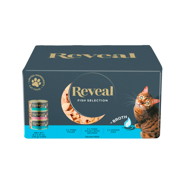 Reveal Natural Wet Cat Food, Fish in Broth Variety Pack, 2.47oz 8 Cans