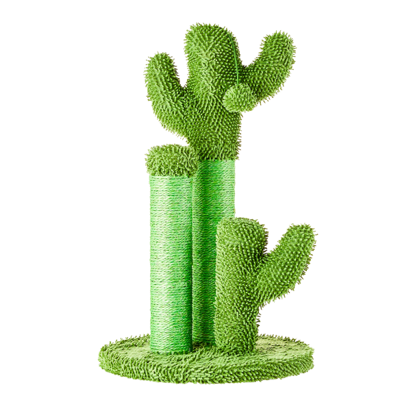 Vibrant Life Cactus 3-Arm Chenille, Sisal & Jute Cat Scratching Post with Cat Toy