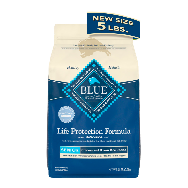 Blue Buffalo Life Protection Formula Chicken and Brown Rice Dry Dog Food for Senior Dogs, Whole Grain, 5 lb. Bag - Image 2